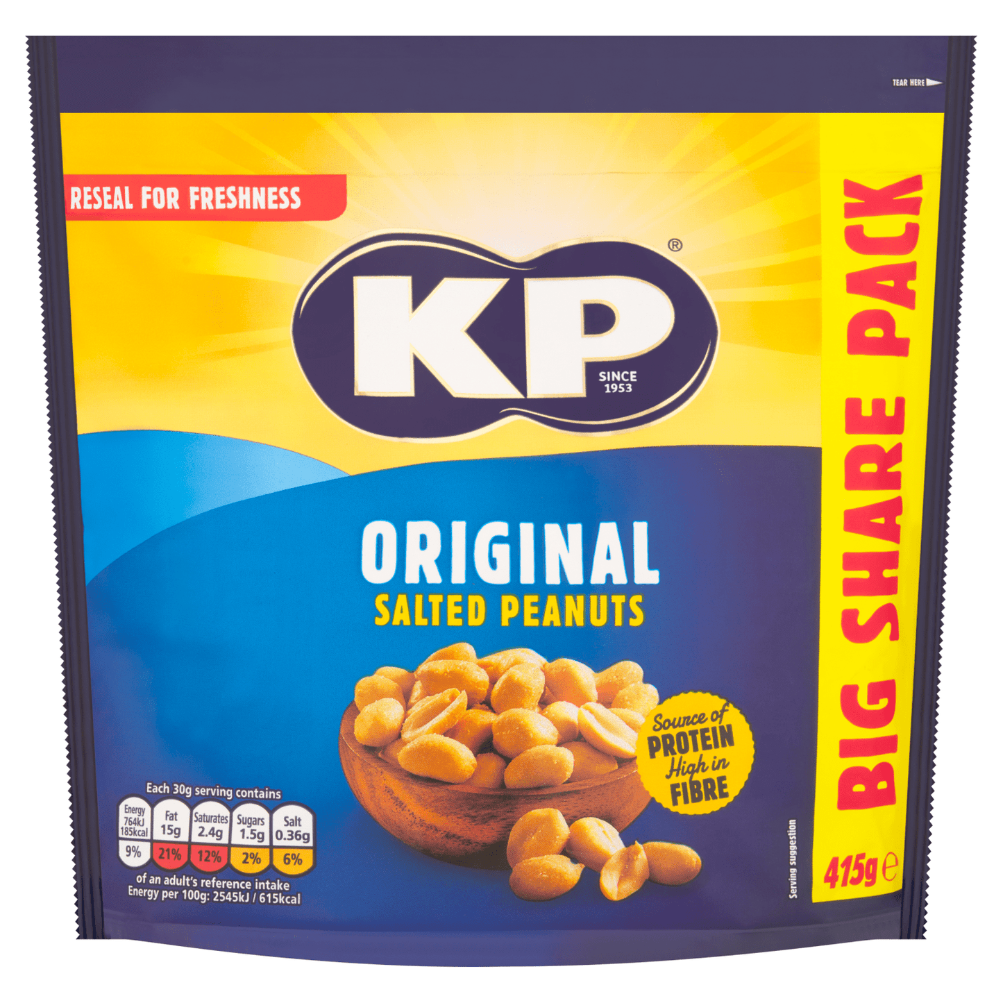 KP Original Salted Peanuts 415g - UK Food & Drink - 5000237127322