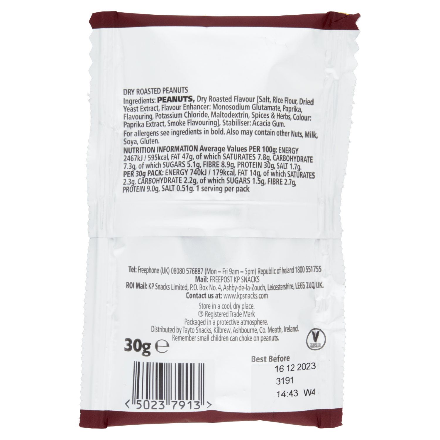 KP Snack Pack Dry Roasted Peanuts 30g - UK Food & Drink - 50237913