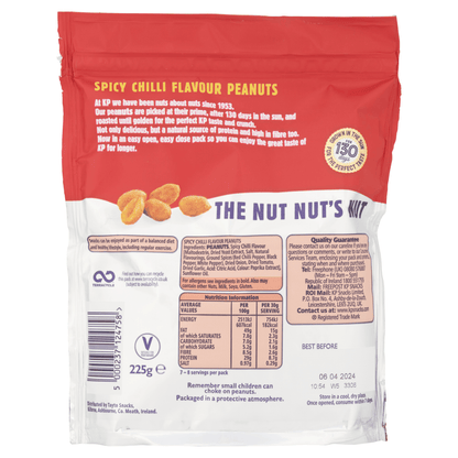 KP Spicy Chilli Flavour Peanuts 225g - UK Food & Drink - 5000237124758