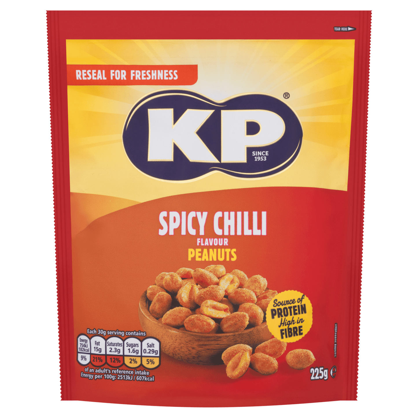 KP Spicy Chilli Flavour Peanuts 225g - UK Food & Drink - 5000237124758