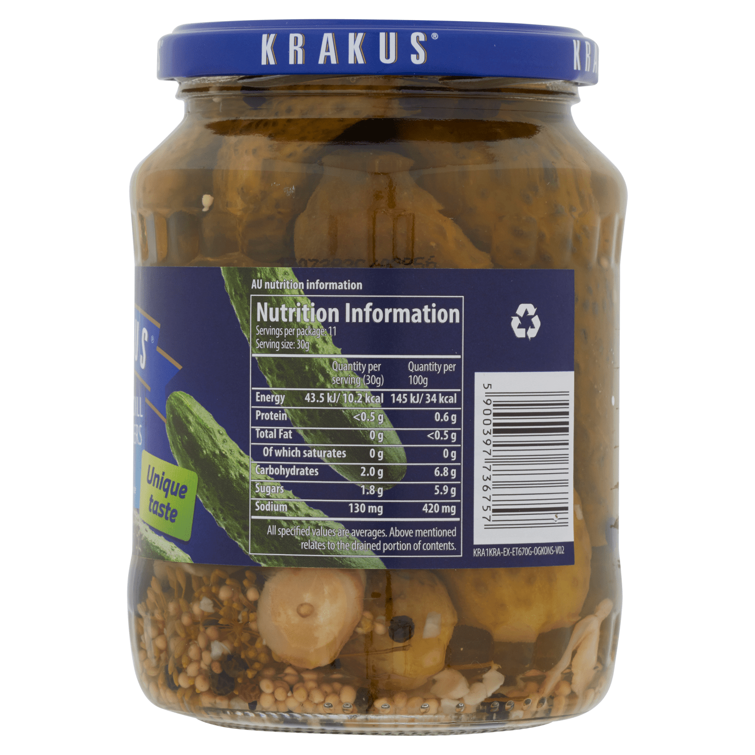 Krakus Pickled Dill Cucumbers 670g - UK Food & Drink - 5900397736757