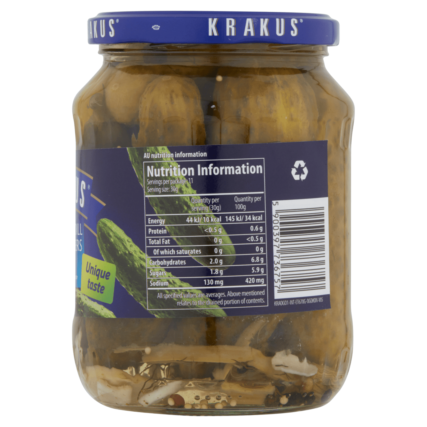 Krakus Pickled Dill Cucumbers 670g - UK Food & Drink - 5900397736757