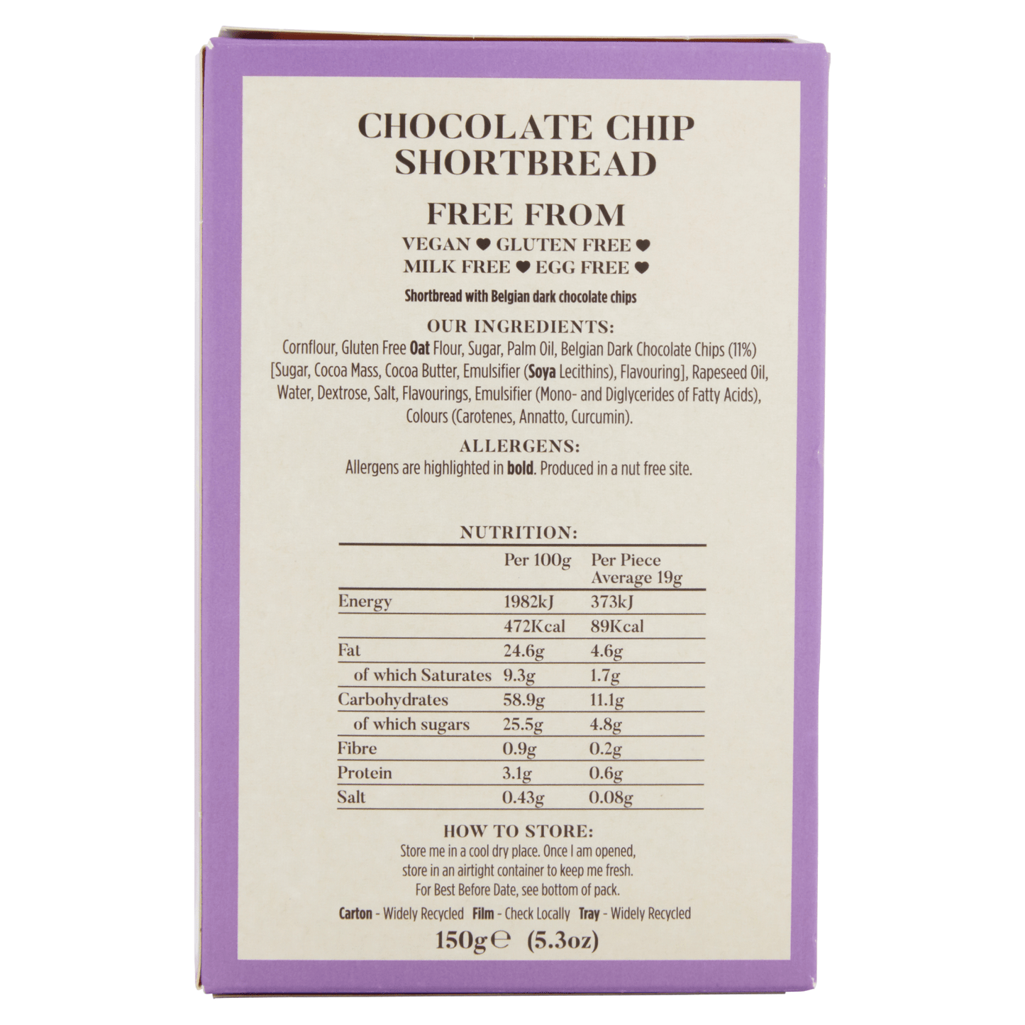 Lazy Day Foods Chocolate Chip Shortbread 150g - UK Food & Drink - 5060139660204