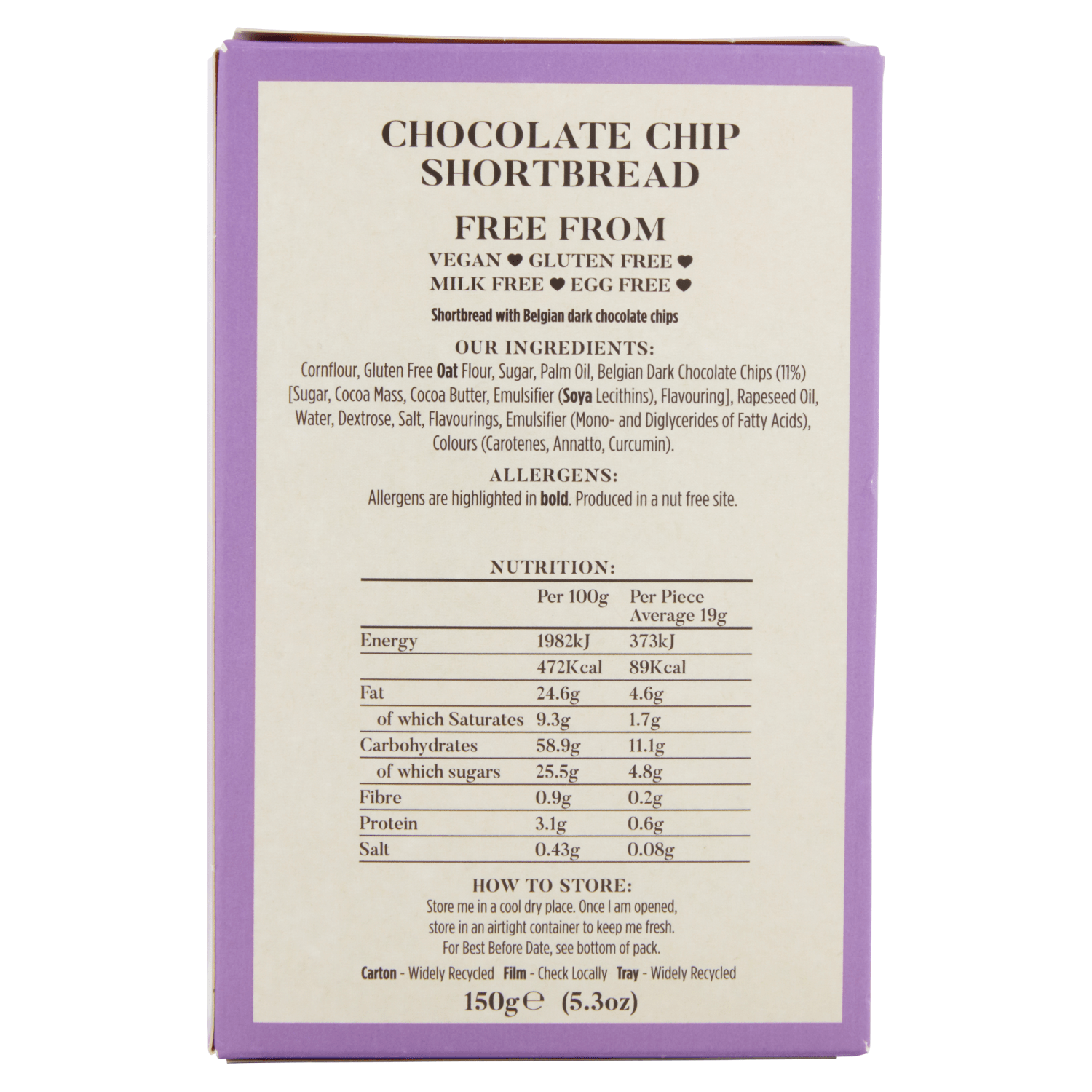 Lazy Day Foods Chocolate Chip Shortbread 150g - UK Food & Drink - 5060139660204
