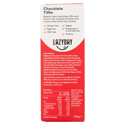 Lazyday Chocolate Tiffin 5 Slices 150g - UK Food & Drink - 5060139660099