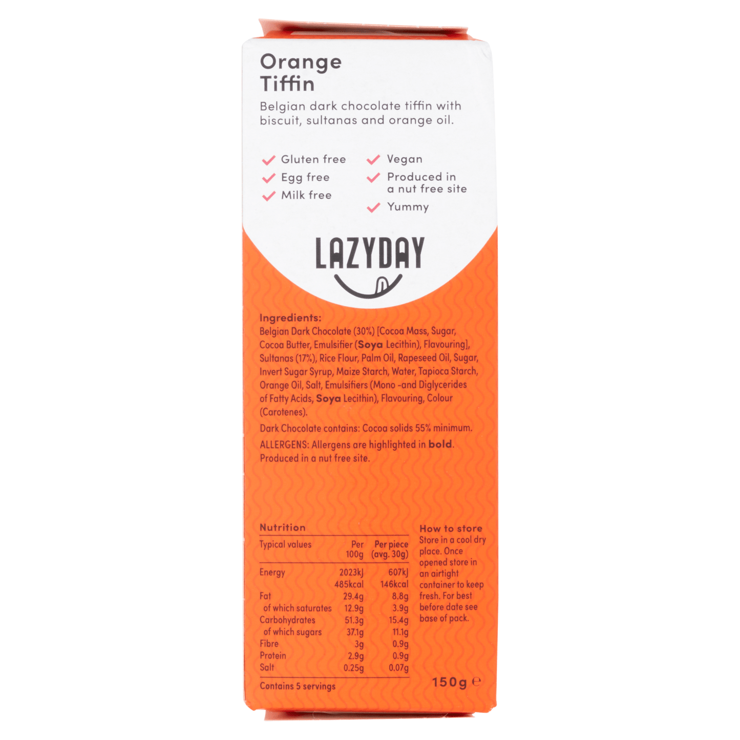 LAZYDAY Orange Tiffin 5 Slices 150g - UK Food & Drink - 5060139660273