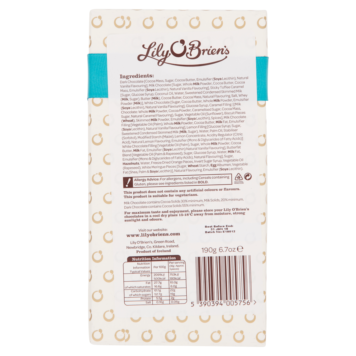 Lily O'Brien's Ultimate Chocolate Collection 190g - UK Food & Drink - 5390394005756