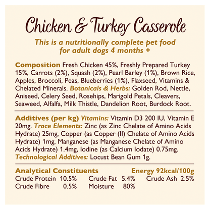 Lily's Kitchen Chicken & Turkey Casserole Adult Wet Dog Food 150g - UK Food & Drink - 5060184246088