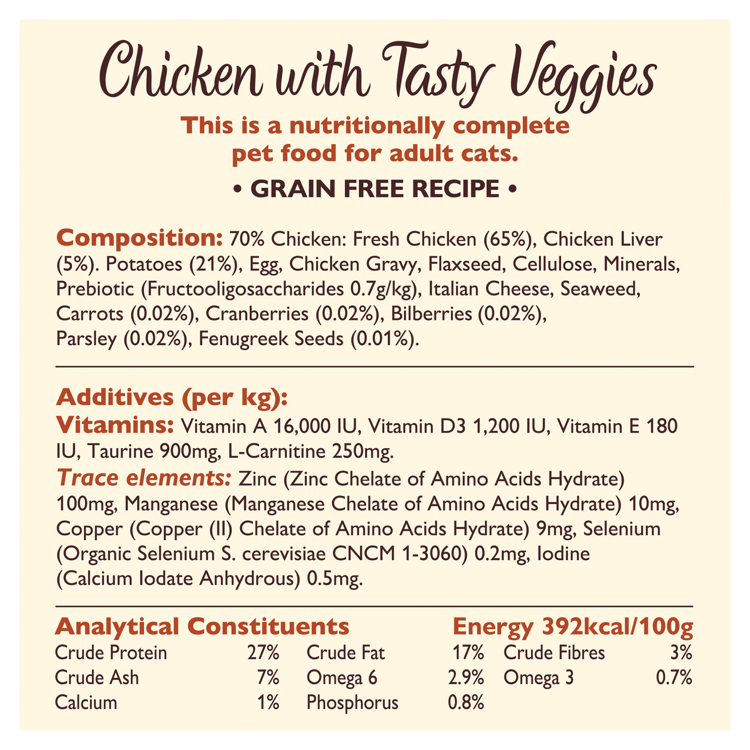 Lily's Kitchen Chicken with Tasty Veggies For Adult Cats 800g - UK Food & Drink - 5060184243384