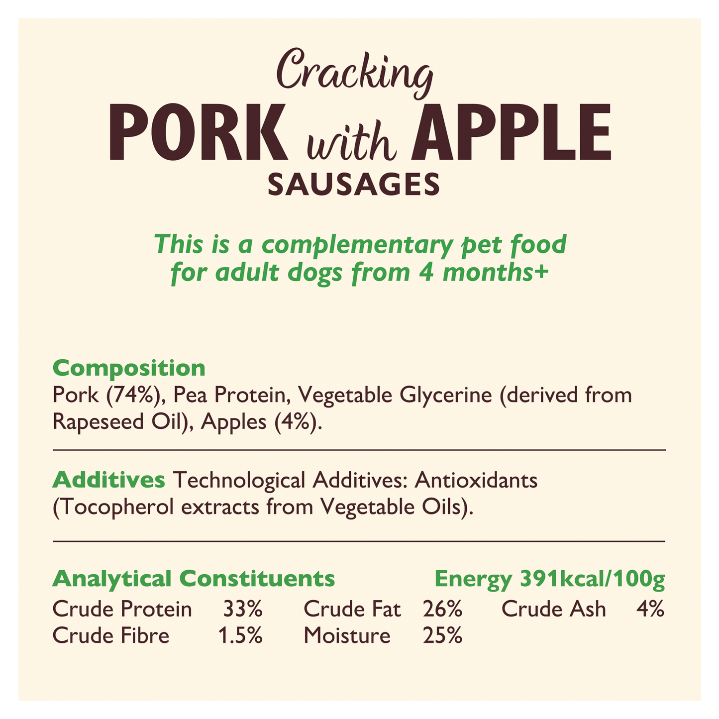 Lily's Kitchen Cracking Pork Sausages with Apple 70g - UK Food & Drink - 5056273602316