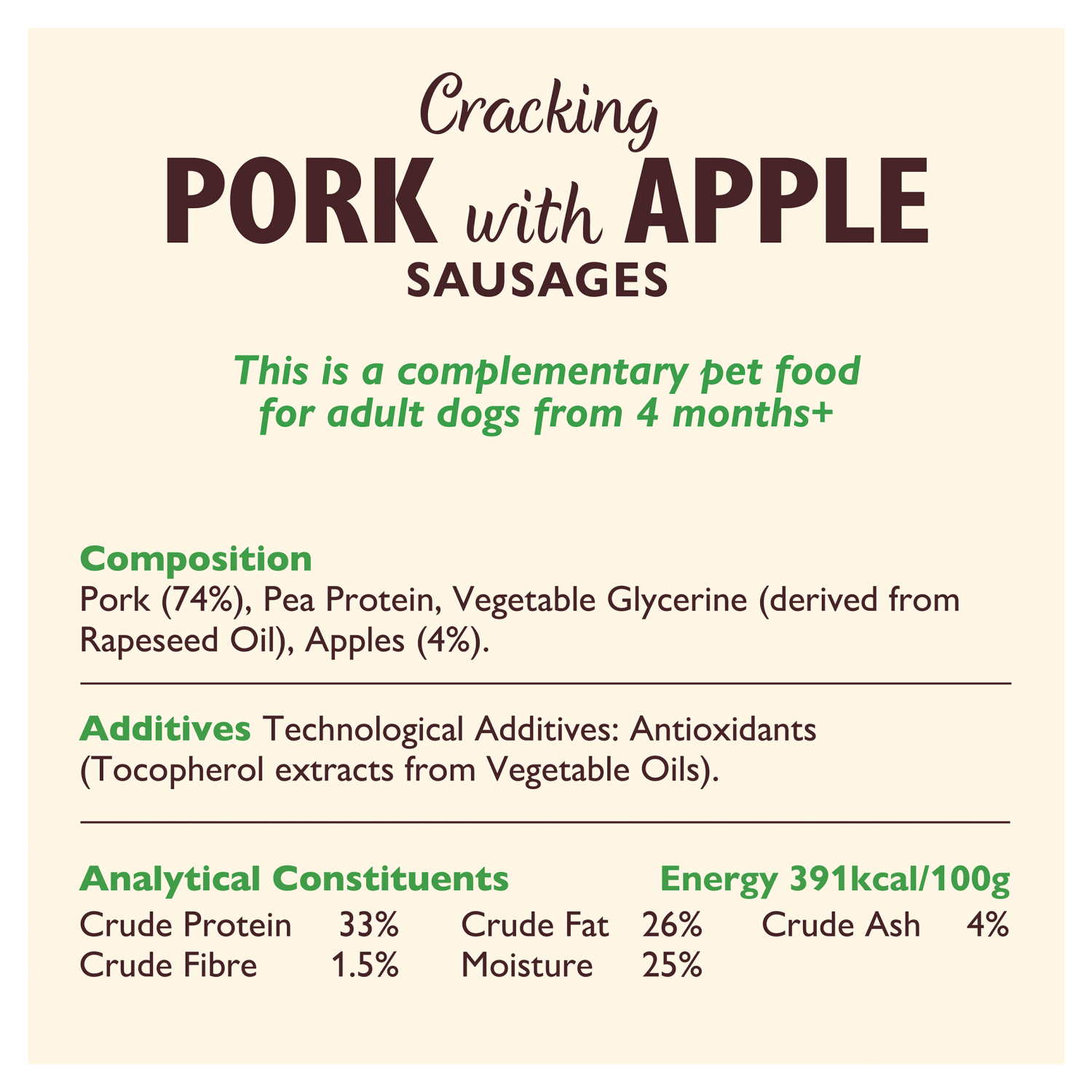 Lily's Kitchen Cracking Pork Sausages with Apple 70g - UK Food & Drink - 5056273602316