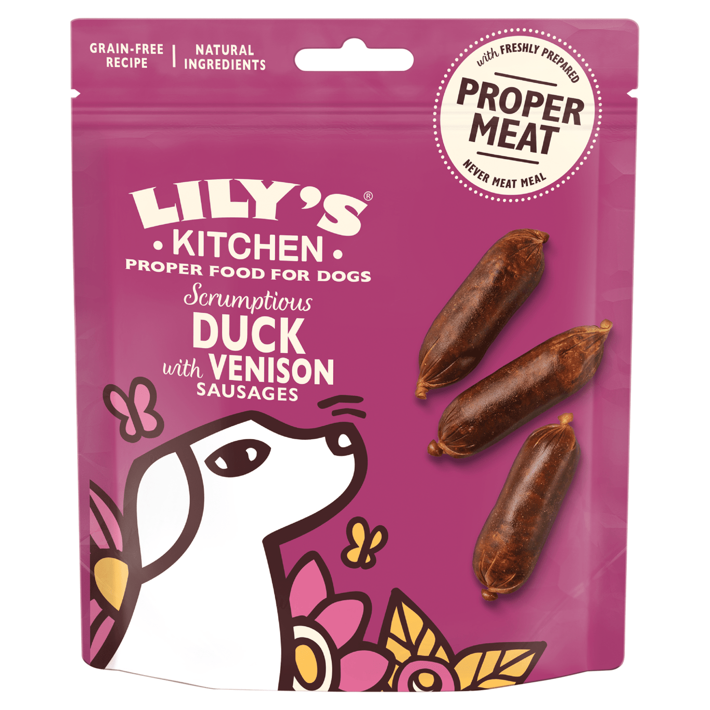 Lily's Kitchen Scrumptious Duck with Venison Sausages 70g - UK Food & Drink - 5060184249850