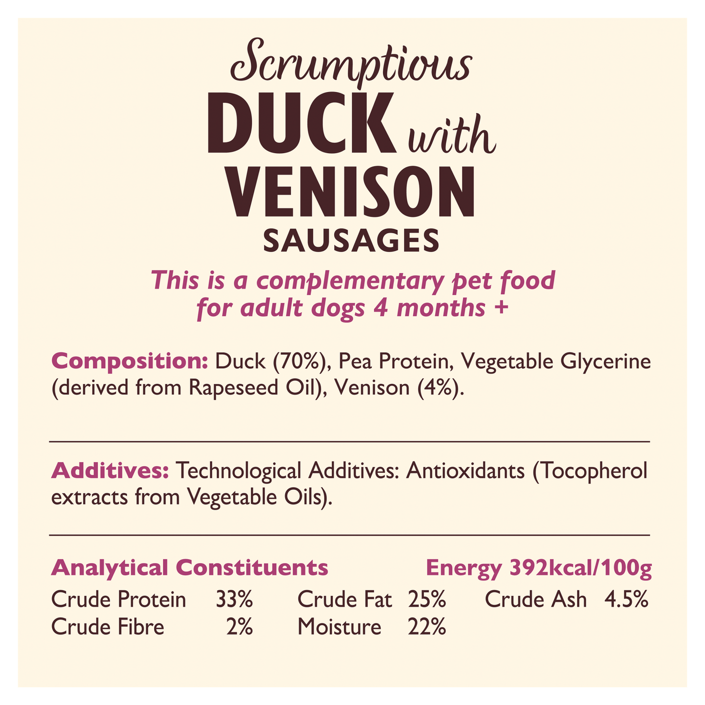 Lily's Kitchen Scrumptious Duck with Venison Sausages 70g - UK Food & Drink - 5060184249850