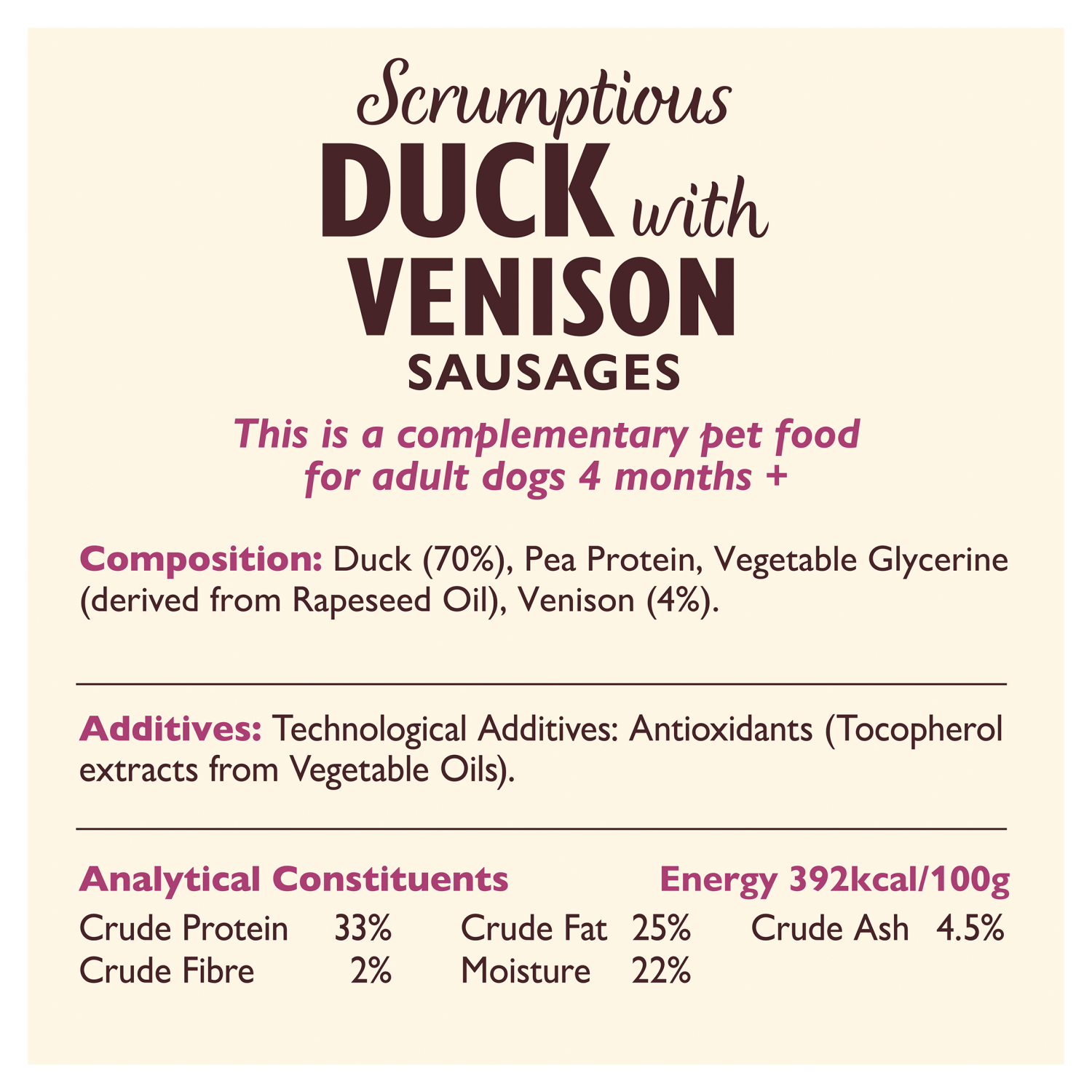 Lily's Kitchen Scrumptious Duck with Venison Sausages 70g - UK Food & Drink - 5060184249850