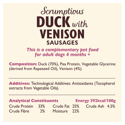 Lily's Kitchen Scrumptious Duck with Venison Sausages 70g - UK Food & Drink - 5060184249850
