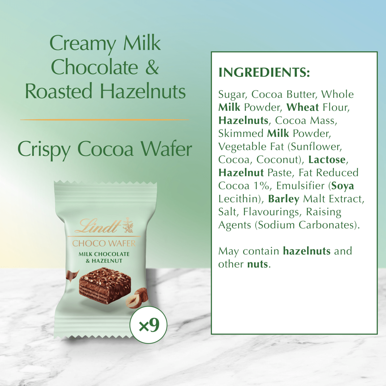 Lindt Choco Wafer Milk Chocolate & Hazelnut Sharing Box 135g - UK Food & Drink - 8003340806600