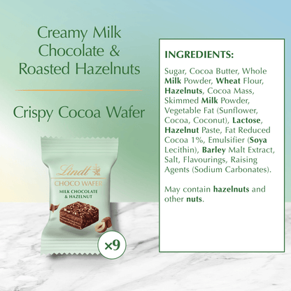 Lindt Choco Wafer Milk Chocolate & Hazelnut Sharing Box 135g - UK Food & Drink - 8003340806600