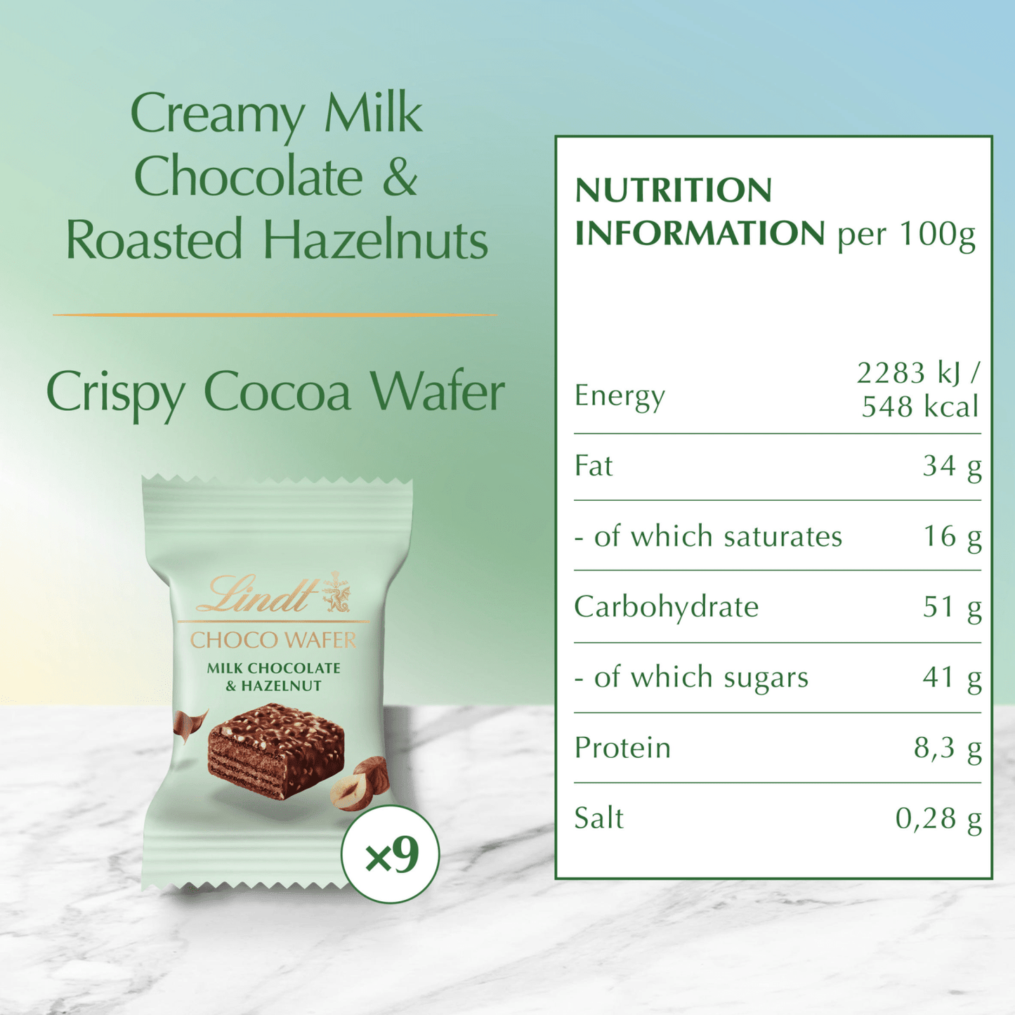 Lindt Choco Wafer Milk Chocolate & Hazelnut Sharing Box 135g - UK Food & Drink - 8003340806600