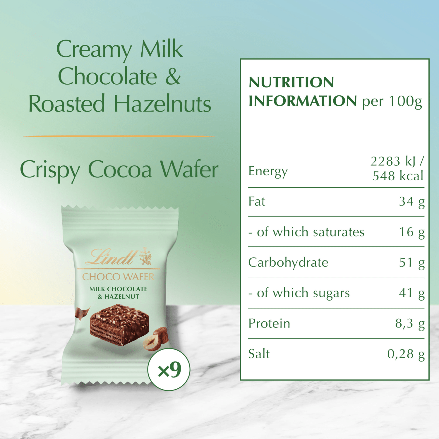 Lindt Choco Wafer Milk Chocolate & Hazelnut Sharing Box 135g - UK Food & Drink - 8003340806600