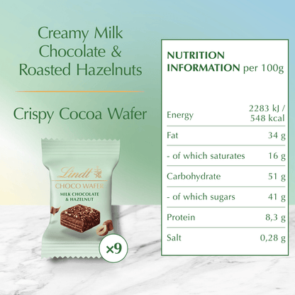 Lindt Choco Wafer Milk Chocolate & Hazelnut Sharing Box 135g - UK Food & Drink - 8003340806600