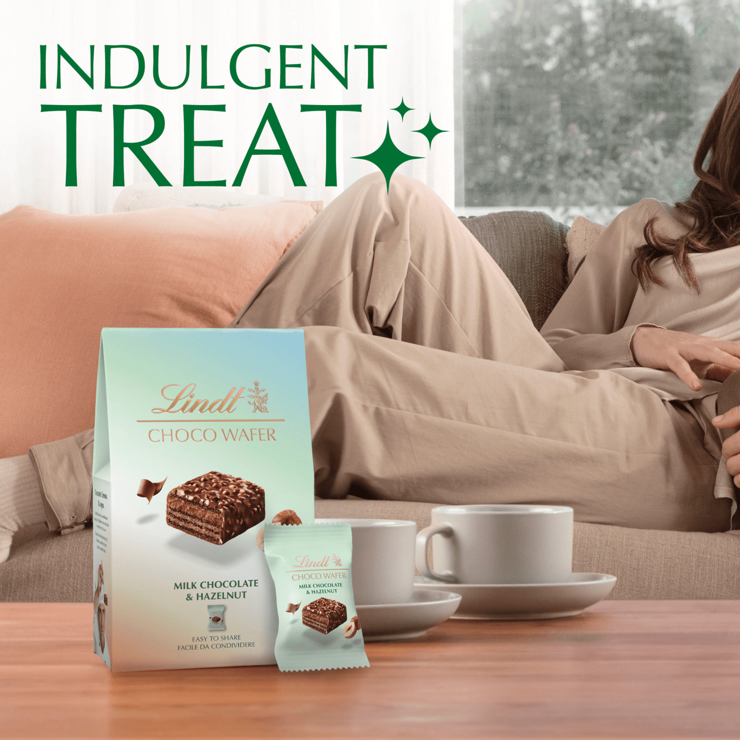 Lindt Choco Wafer Milk Chocolate & Hazelnut Sharing Box 135g - UK Food & Drink - 8003340806600