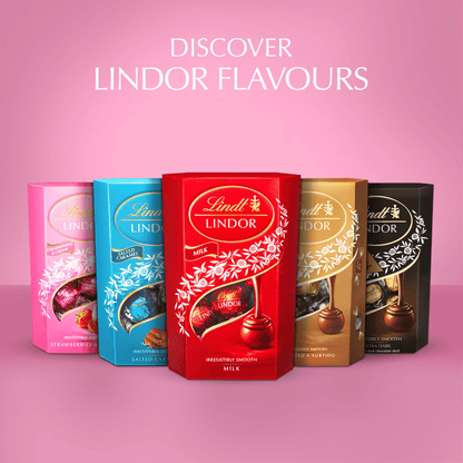Lindt Lindor Strawberries & Cream Chocolate Truffles Box 200g - UK Food & Drink - 8003340097619