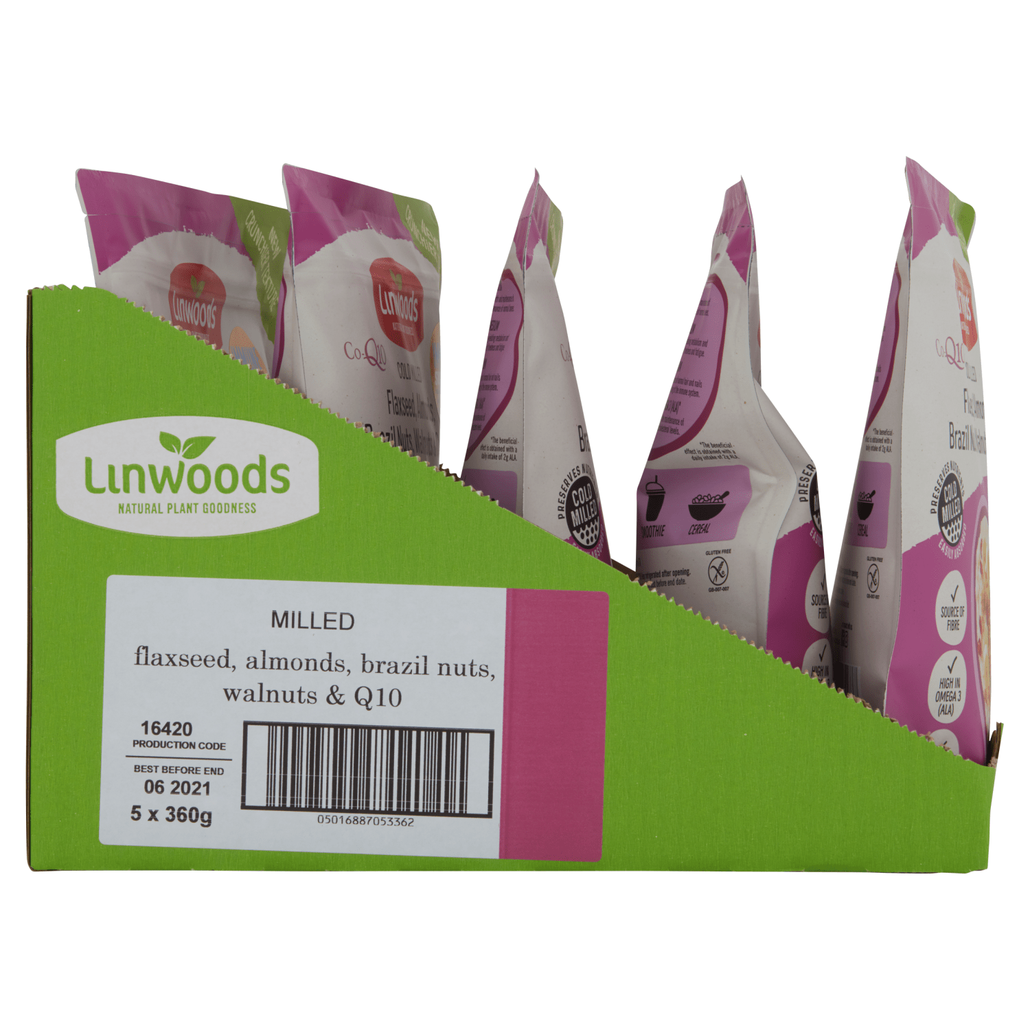 Linwoods Cold Milled Flaxseed, Almonds, Brazil Nuts, Walnuts & CoQ10 360g - UK Food & Drink - 5016887003367