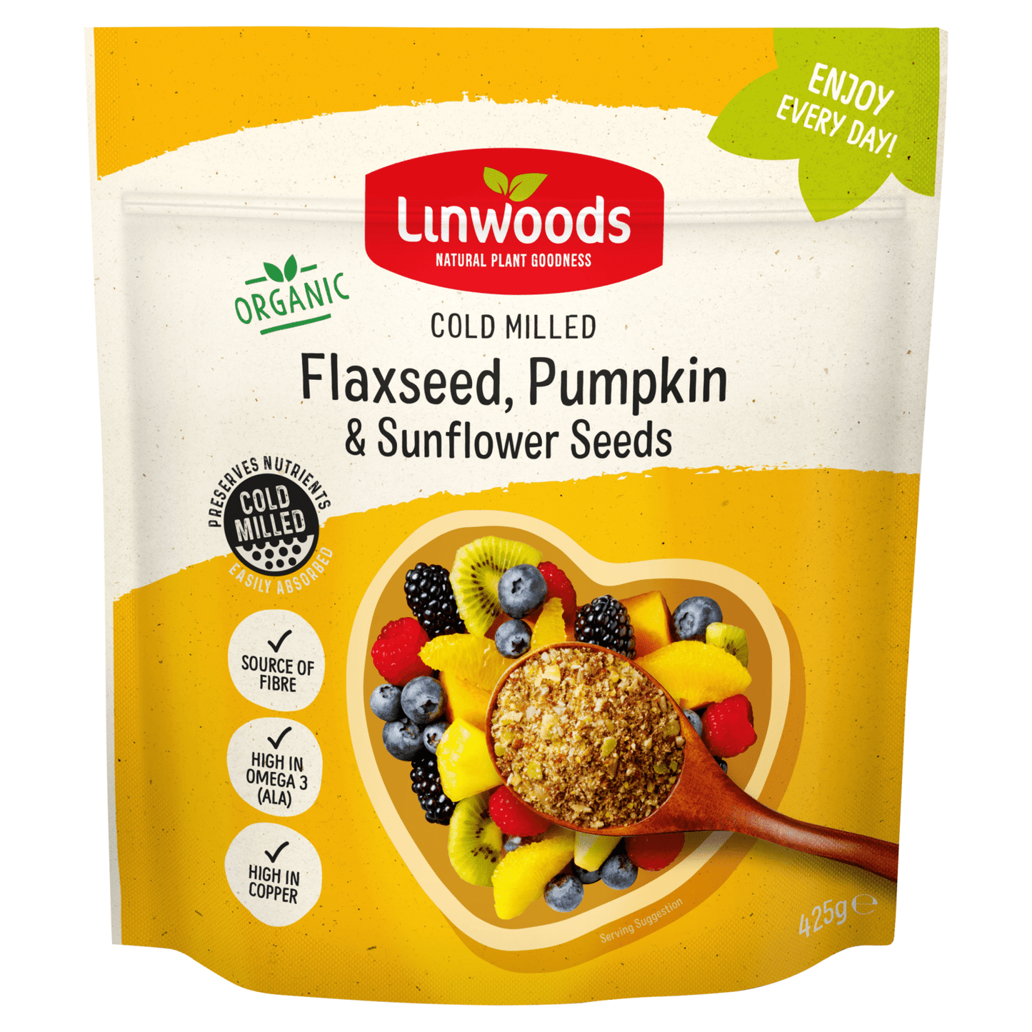 Linwoods Organic Cold Milled Flaxseed, Pumpkin & Sunflower Seeds 425g - UK Food & Drink - 5016887003053