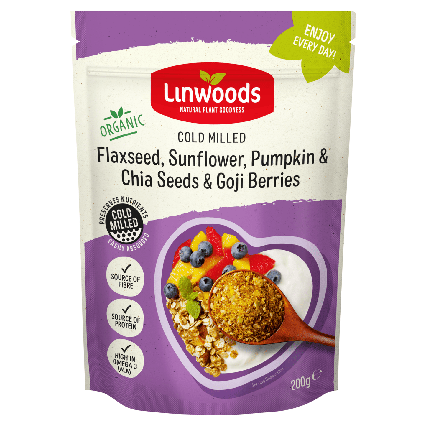 Linwoods Organic Cold Milled Flaxseed, Sunflower, Pumpkin & Chia Seeds & Goji Berries 200g - UK Food & Drink - 5016887004029