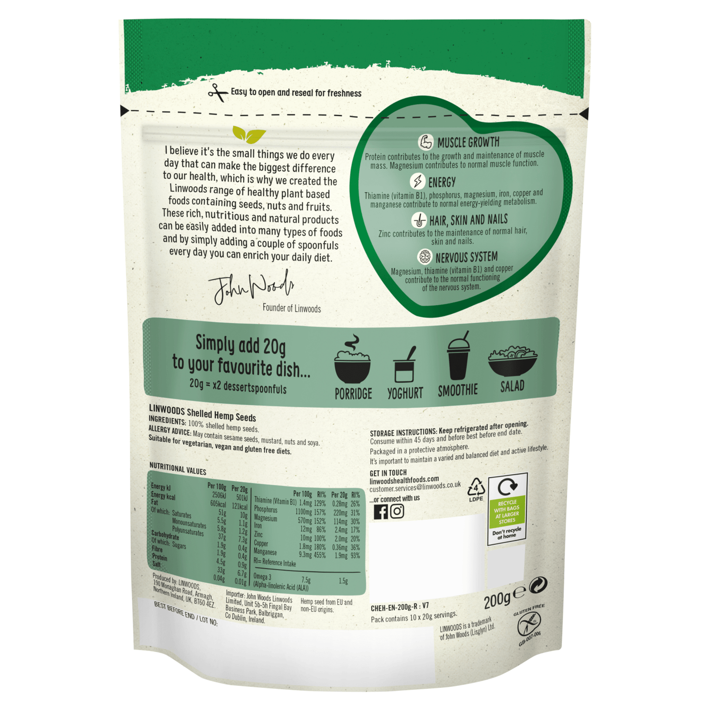 Linwoods Shelled Hemp 200g - UK Food & Drink - 5016887003152