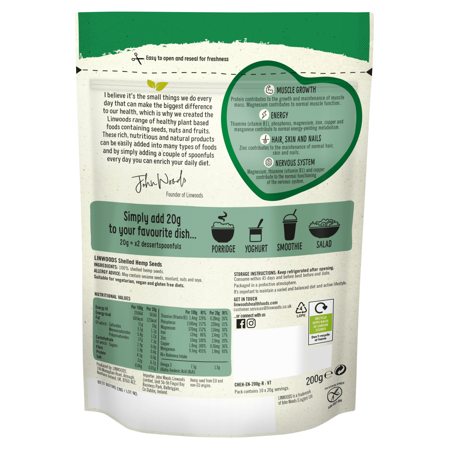 Linwoods Shelled Hemp 200g - UK Food & Drink - 5016887003152