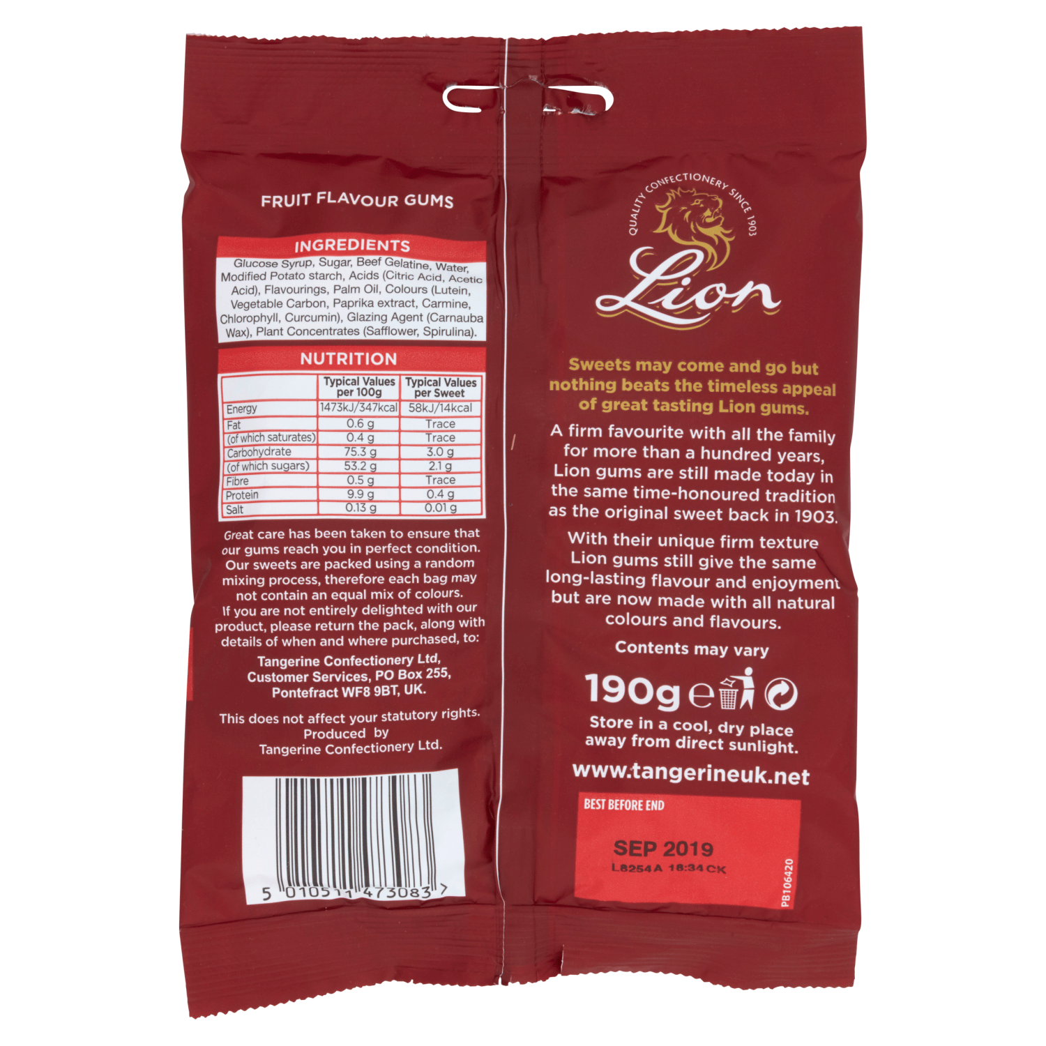 Lion Original Hard Fruit Salad Gums 190g - UK Food & Drink - 5010511473083