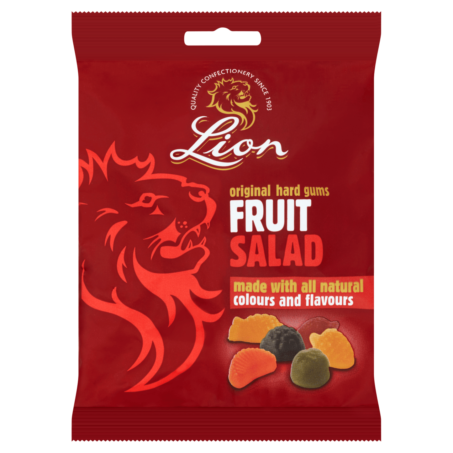 Lion Original Hard Fruit Salad Gums 190g - UK Food & Drink - 5010511473083