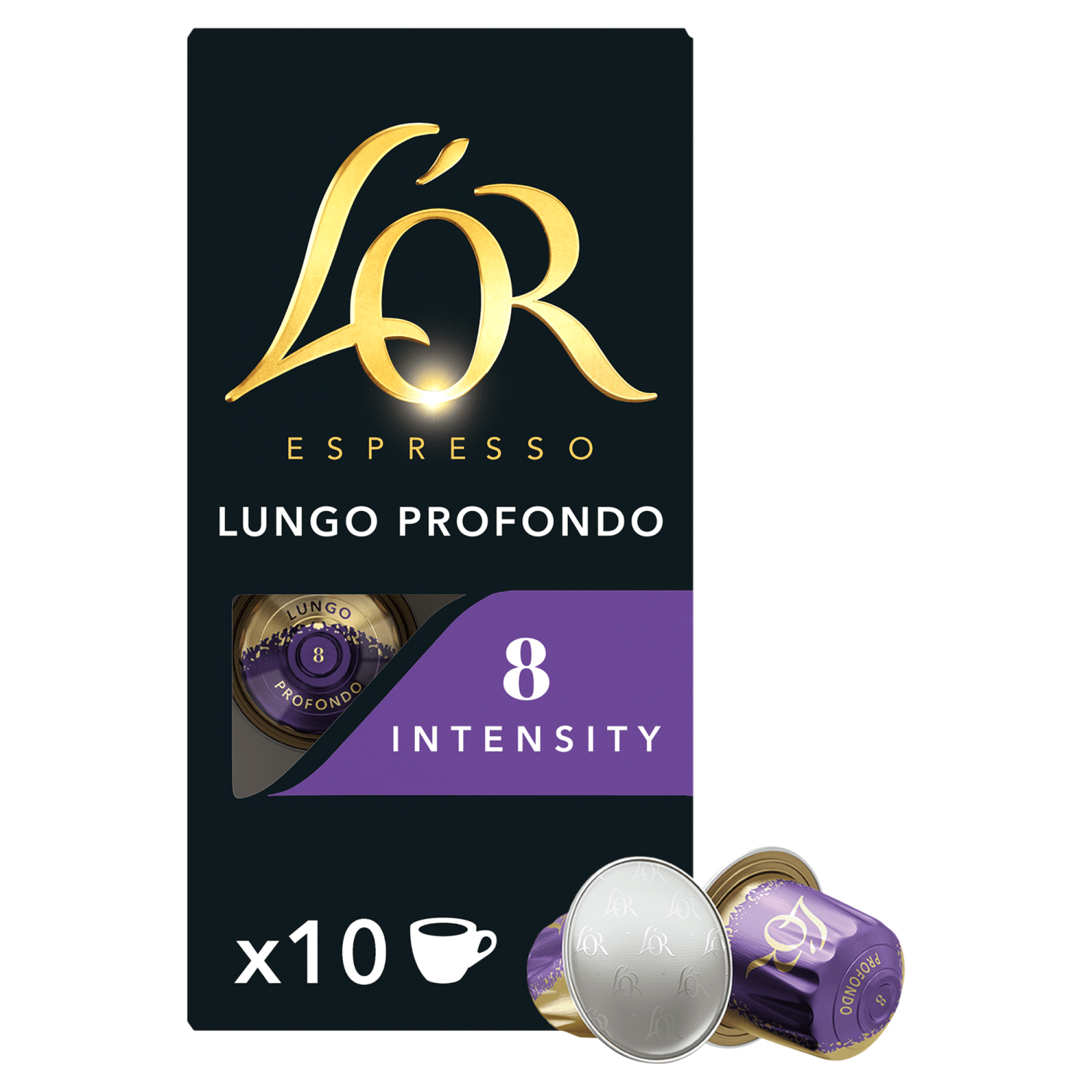 L'OR Espresso Profondo Lungo Intensity 8 Aluminium Coffee Pods x10 - UK Food & Drink - 8711000362617