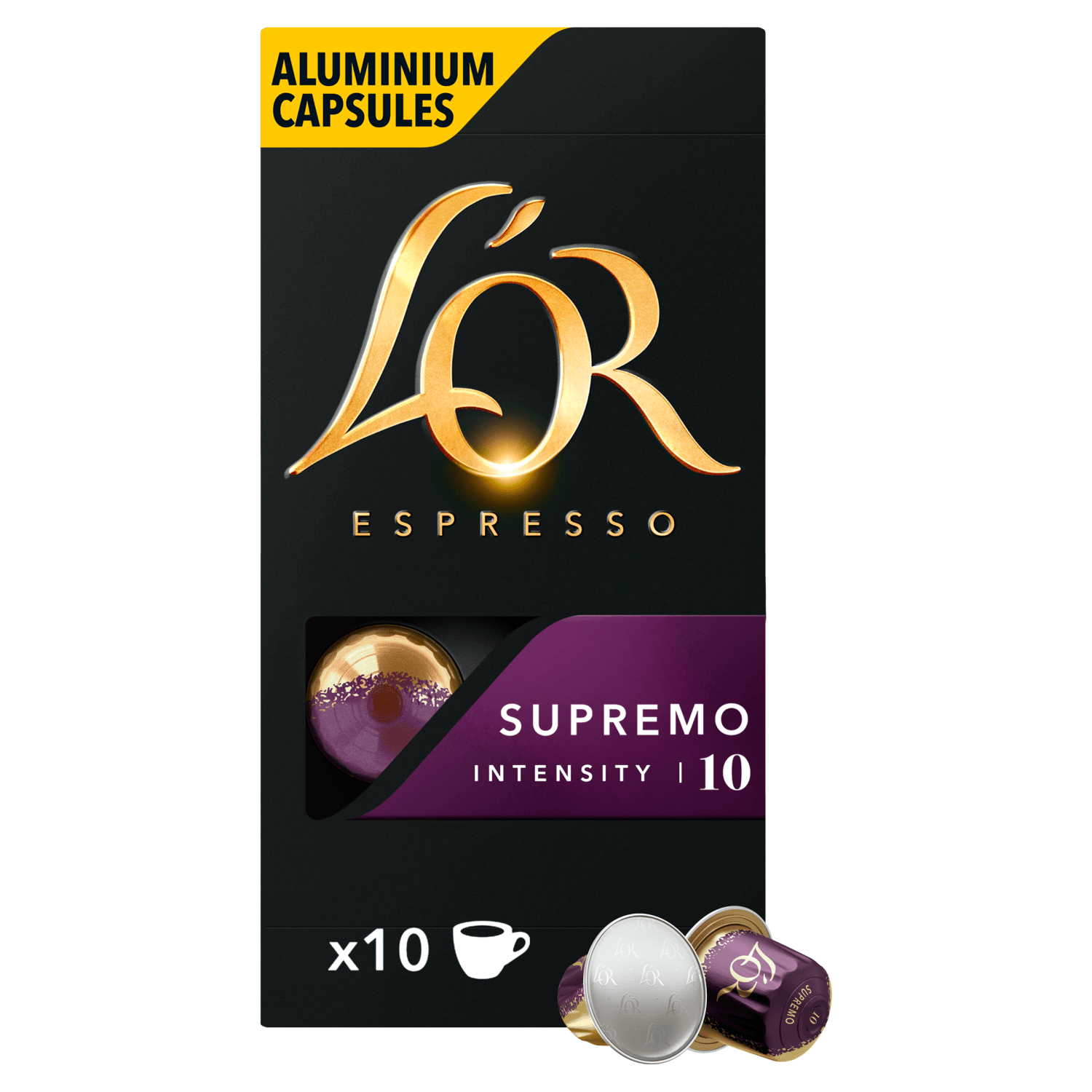 L'OR Espresso Supremo Intensity 10 Aluminium Coffee Pods x10 - UK Food & Drink - 8711000362594