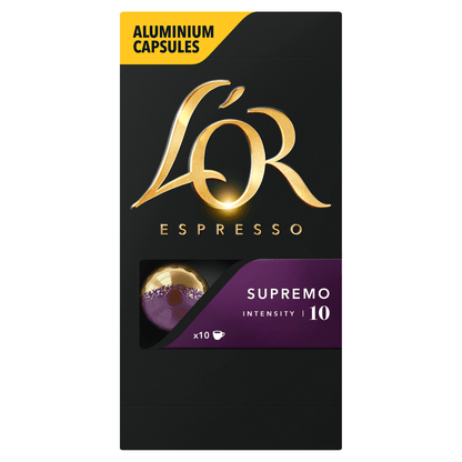 L'OR Espresso Supremo Intensity 10 Aluminium Coffee Pods x10 - UK Food & Drink - 8711000362594