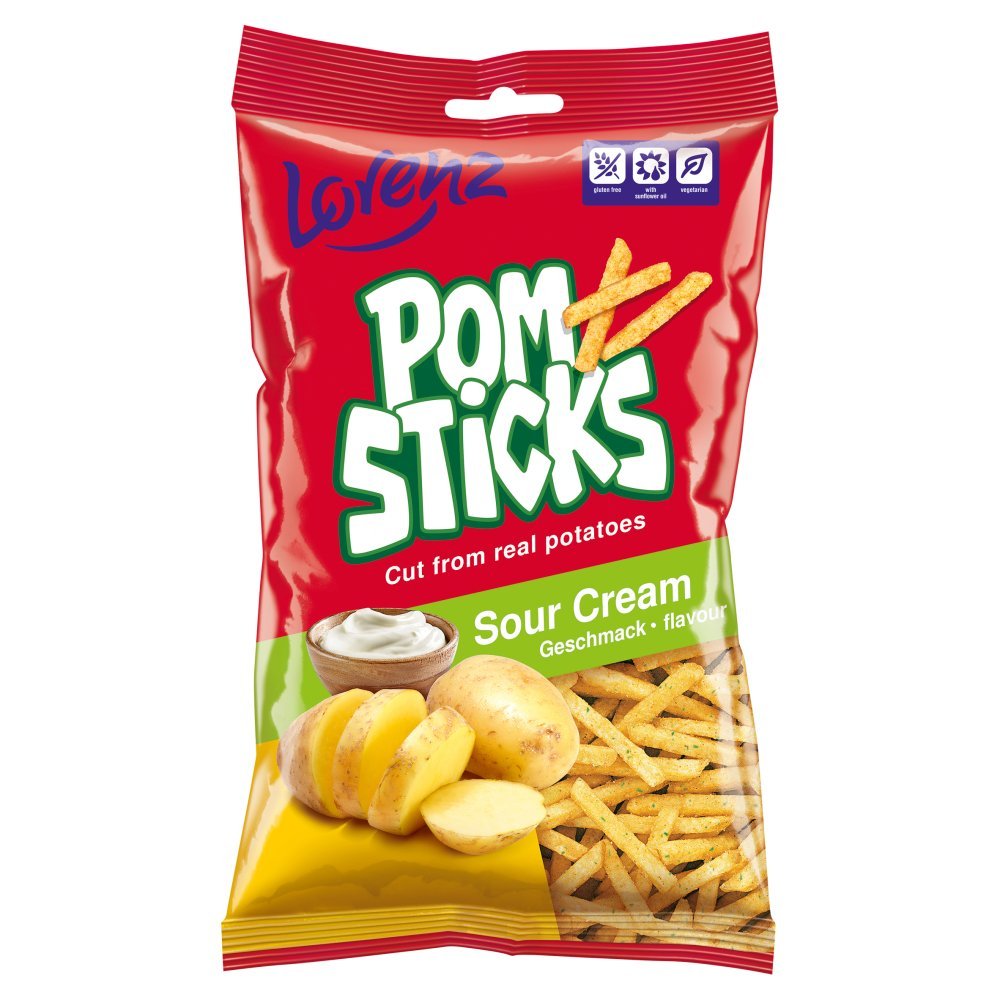 Lorenz Snack - World Pomsticks Sour Cream Flavour 85g - UK Food & Drink - 4018077821394