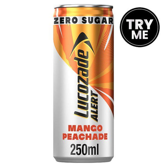 Lucozade Alert Zero Mango & Peach Caffeine Energy Drink 250ml - UK Food & Drink - 5054267014572