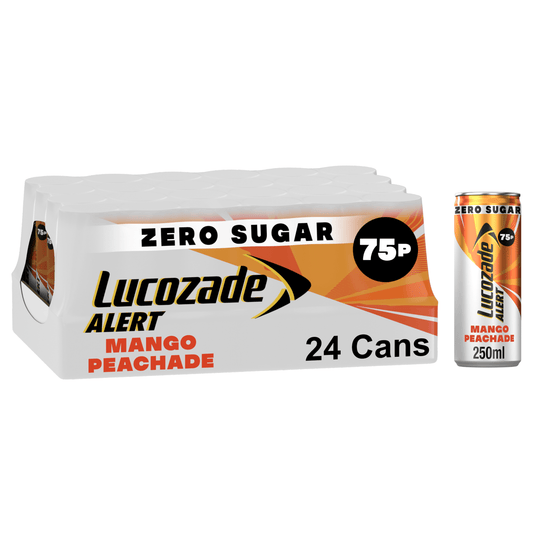 Lucozade Alert Zero Mango & Peach Caffeine Energy Drink 250ml PMP 75p - UK Food & Drink - 5054267014589