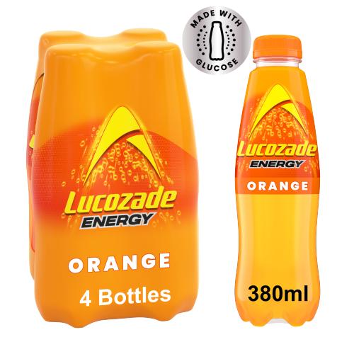 Lucozade Energy Drink Orange 4x380ml - UK Food & Drink - 5054267000223