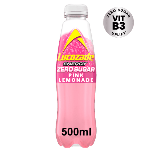 Lucozade Energy Zero Sugar Drink Pink Lemonade 500ml - UK Food & Drink - 5054267005051