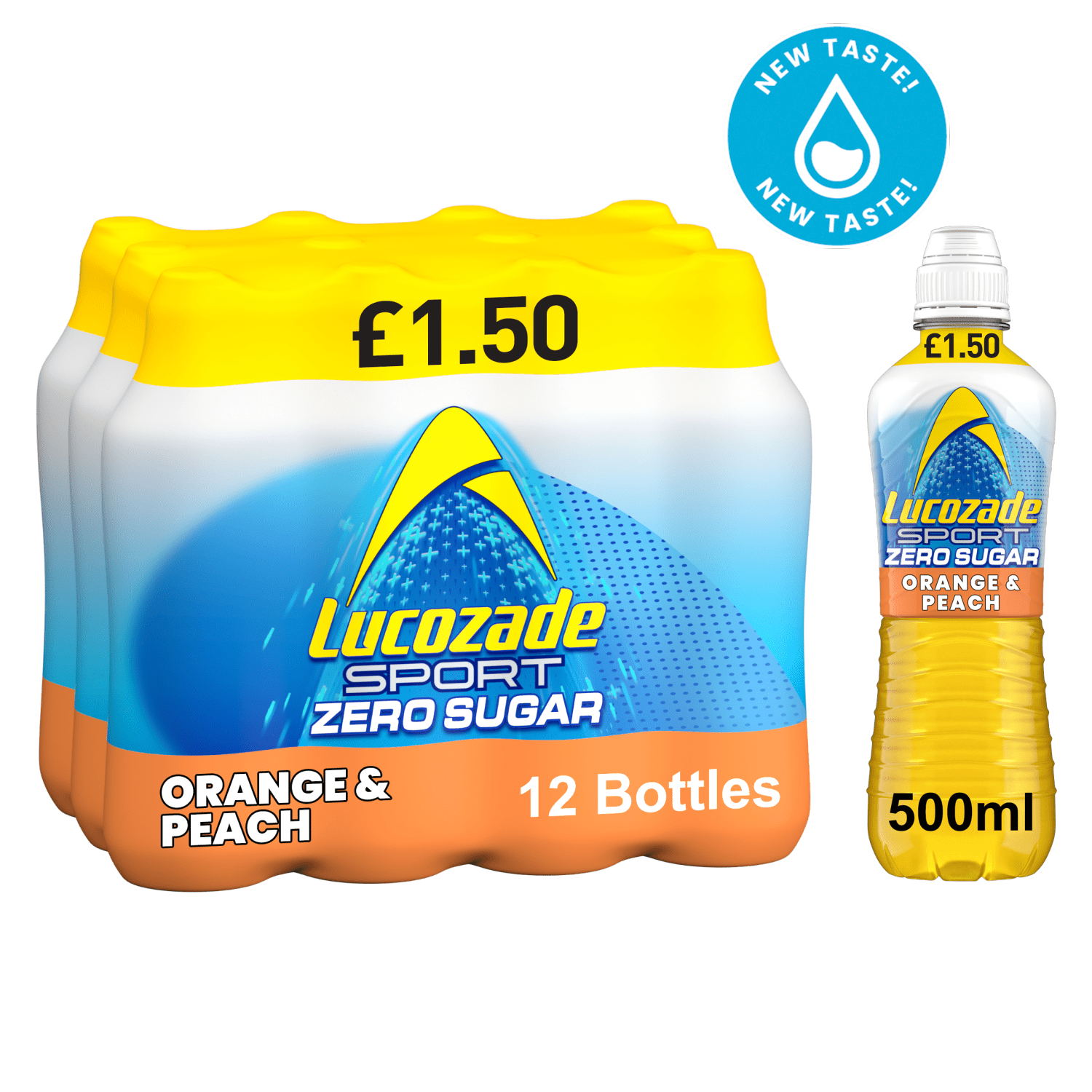 Lucozade Sport Drink Zero Sugar Orange & Peach 500ml PMP £1.50 - UK Food & Drink - 5054267014701