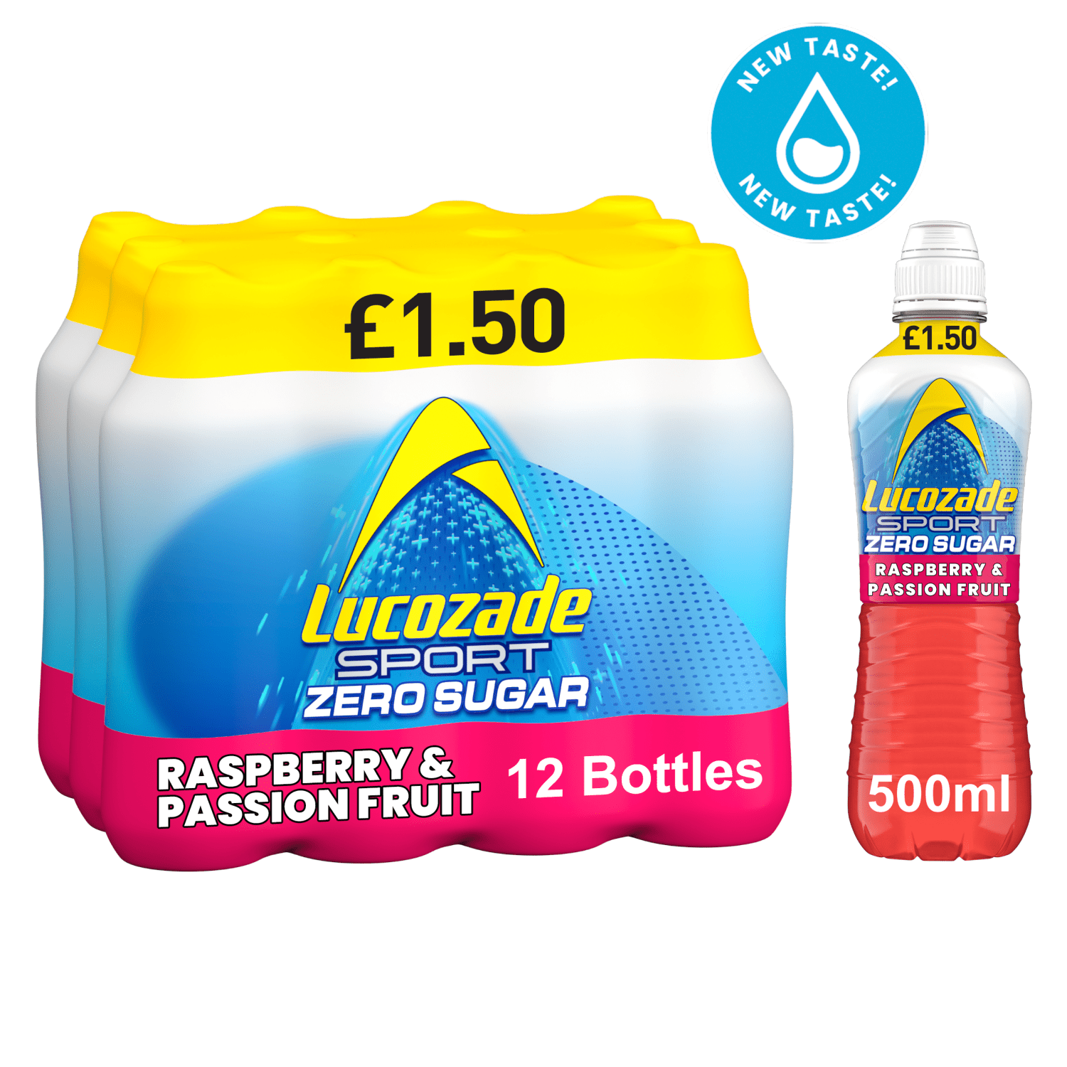Lucozade Sport Drink Zero Sugar Raspberry & Passion Fruit 500ml PMP £1.50 - UK Food & Drink - 5054267014732