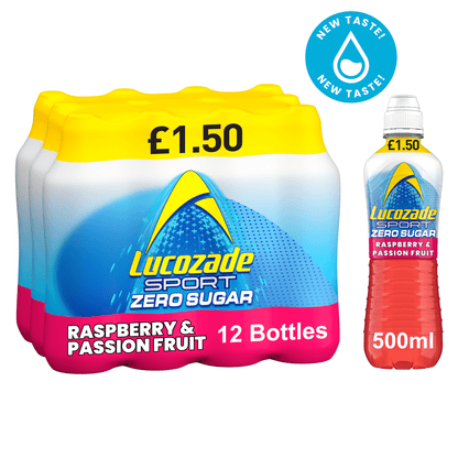 Lucozade Sport Drink Zero Sugar Raspberry & Passion Fruit 500ml PMP £1.50 - UK Food & Drink - 5054267014732