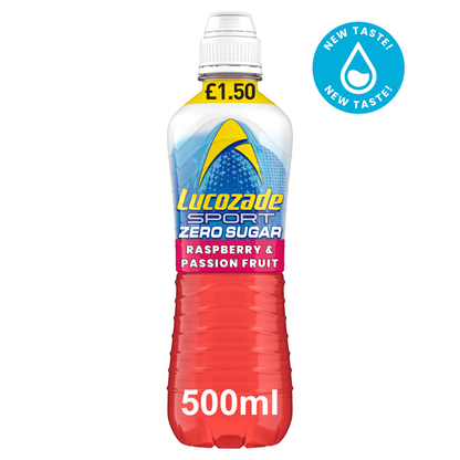 Lucozade Sport Drink Zero Sugar Raspberry & Passion Fruit 500ml PMP £1.50 - UK Food & Drink - 5054267014732