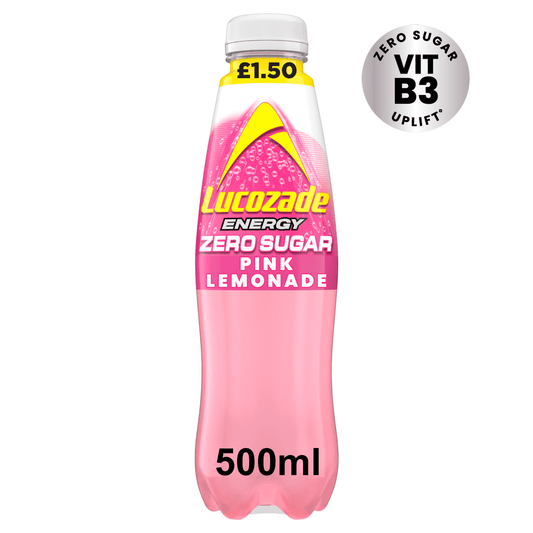 Lucozade Zero Sugar Drink Pink Lemonade 500ml PMP £1.50 - UK Food & Drink - 5054267014374