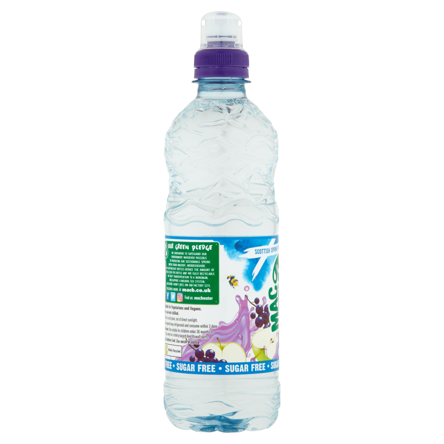 Mac B Still Scottish Spring Water Apple & Blackcurrant Fruit Flavoured 500ml - UK Food & Drink - 5019402500754