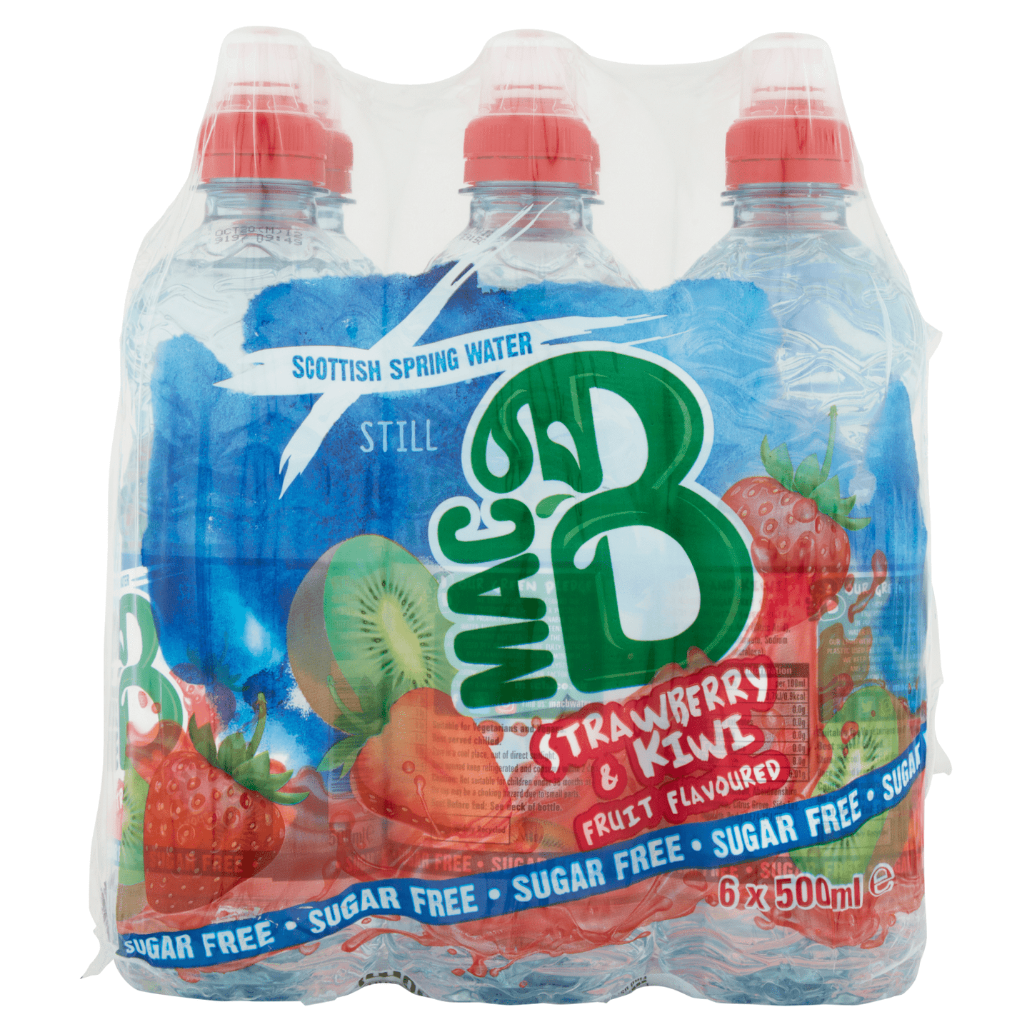 Mac B Sugar Free Strawberry & Kiwi Fruit Flavoured Still Scottish Spring Water 6 x 500ml - UK Food & Drink - 5019402650046