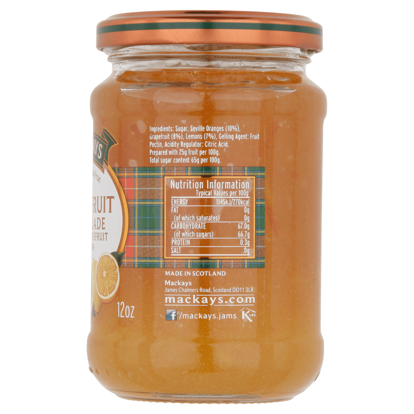 Mackays Three Fruit Marmalade Orange, Grapefruit & Lemon 340g - UK Food & Drink - 637793000933