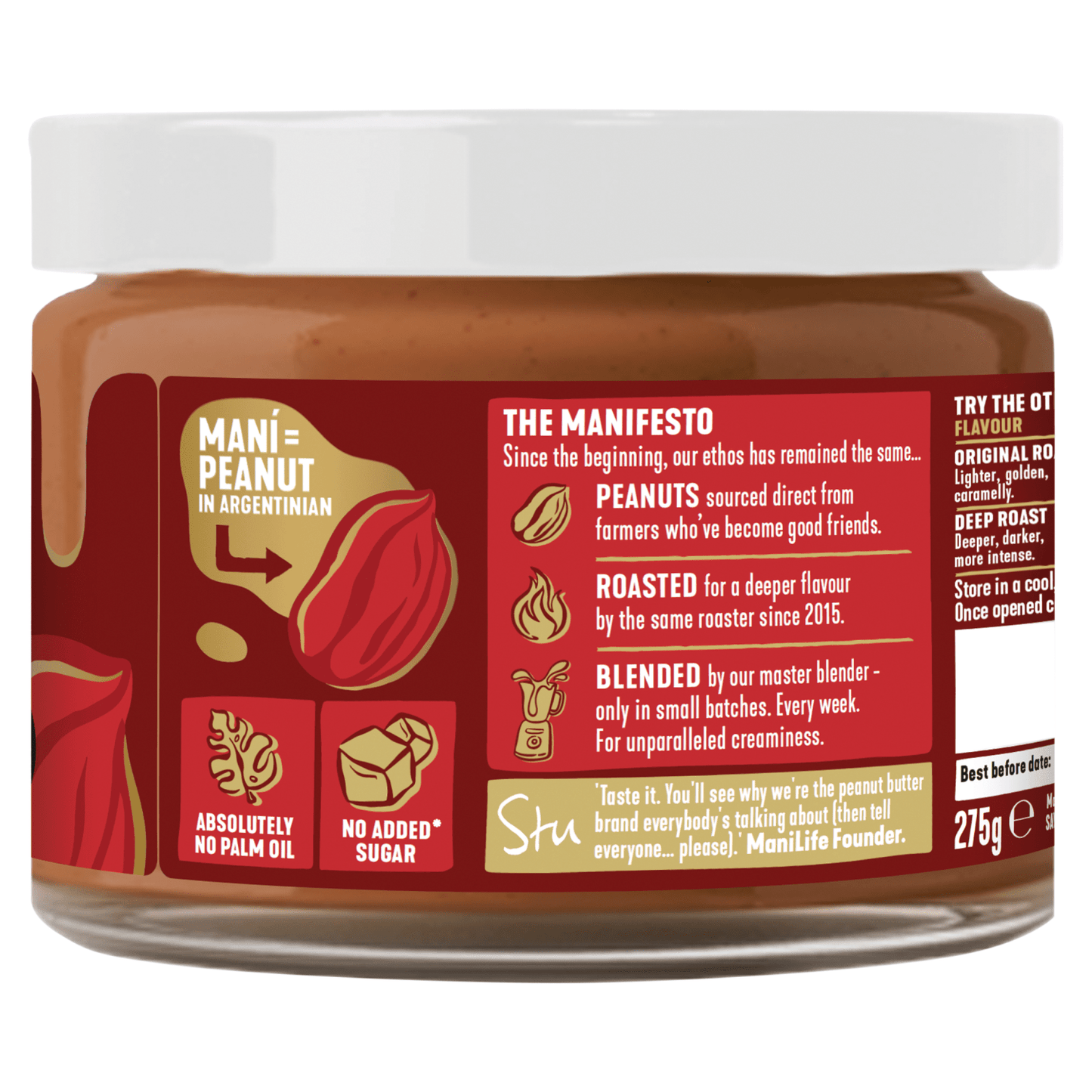 ManiLife Deep Roast Crunchy Peanut Butter 275g - UK Food & Drink - 5060560280811